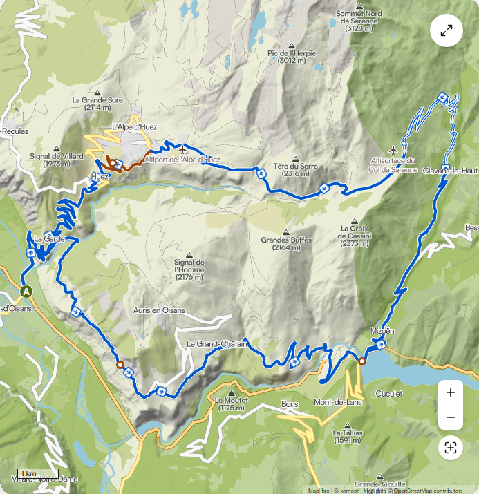 Routekaart Via Col de Sarenne
