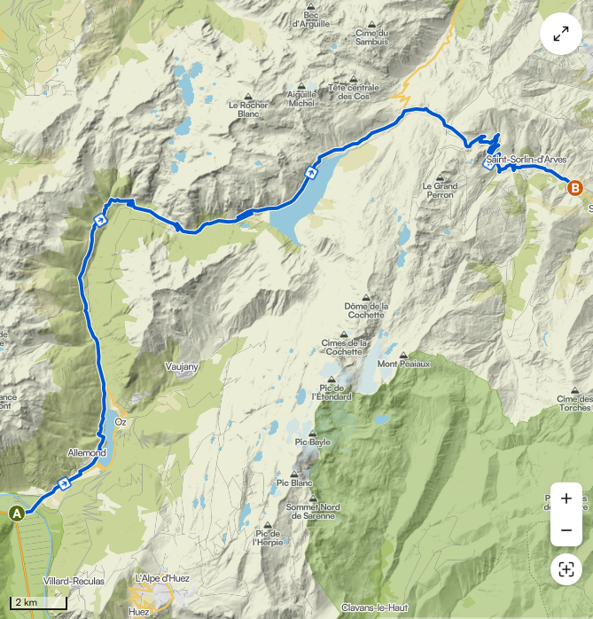 Routekaart Over de Croix de Fer